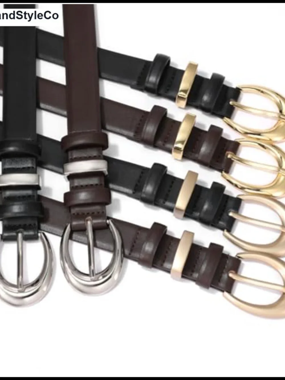 Women's Cow Leather Belt for Jeans with Gold Buckle - Vintage Style Waist Belt